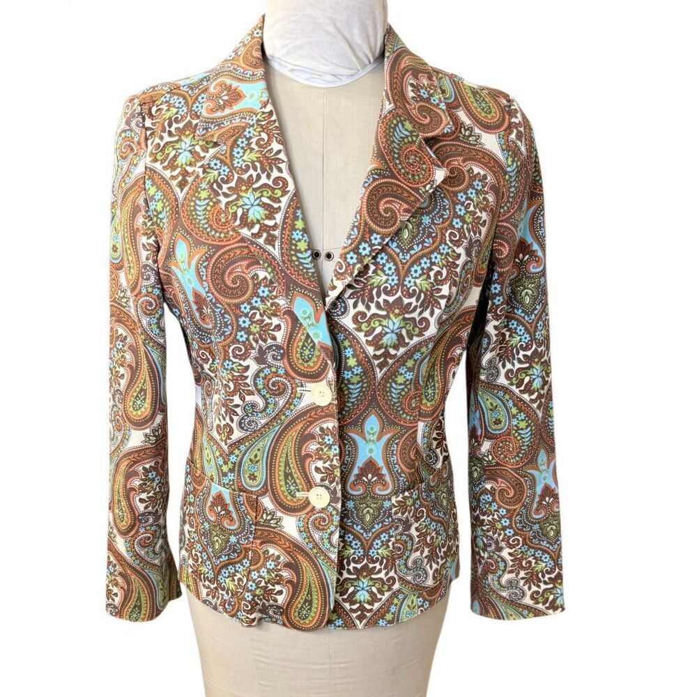 Harolds Retro Vibrant Paisley Blazer Vintage Sz. 10 Boho